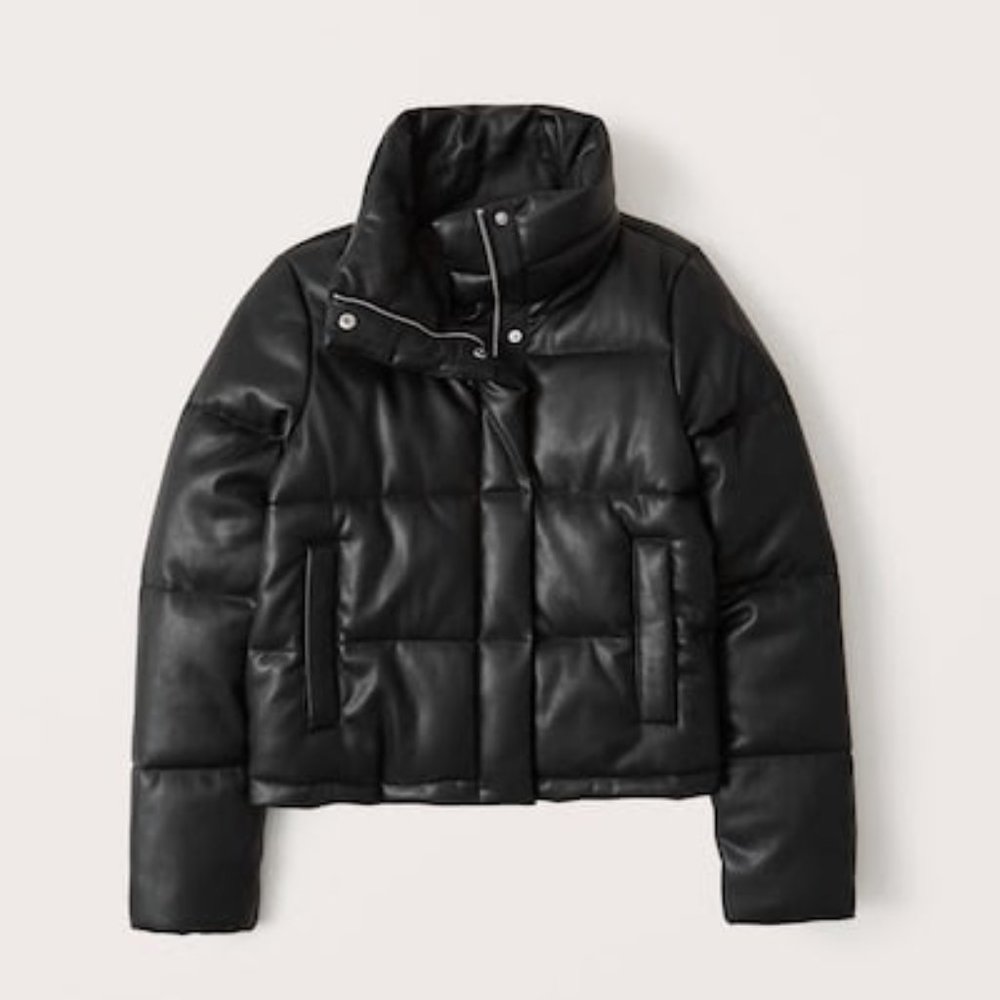 Abercrombie & Fitch Women's Vegan Leather Mini Puffer